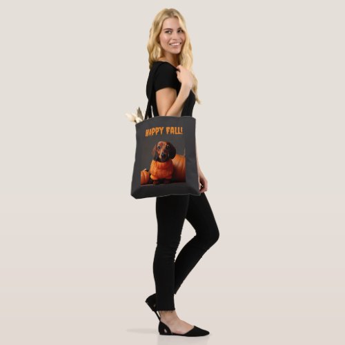 Happy Fall Dachshund Tote Bag