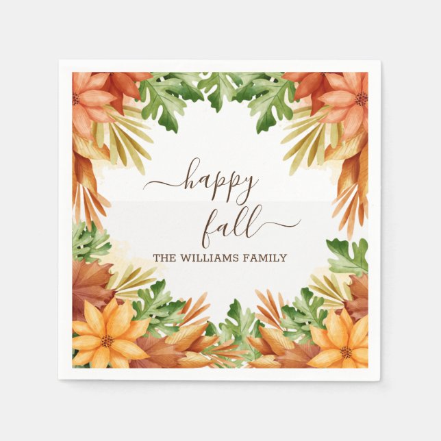 Happy Fall Foliage Cocktail Napkins (Front)
