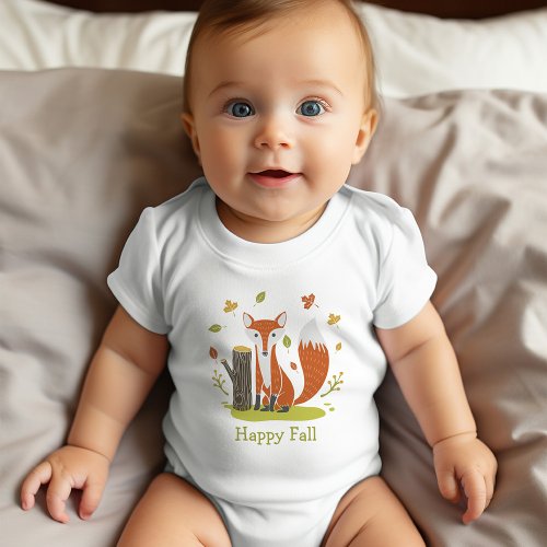 Happy Fall Fox Baby Bodysuit