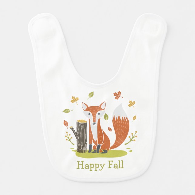 Happy Fall Fox Bib (Front)