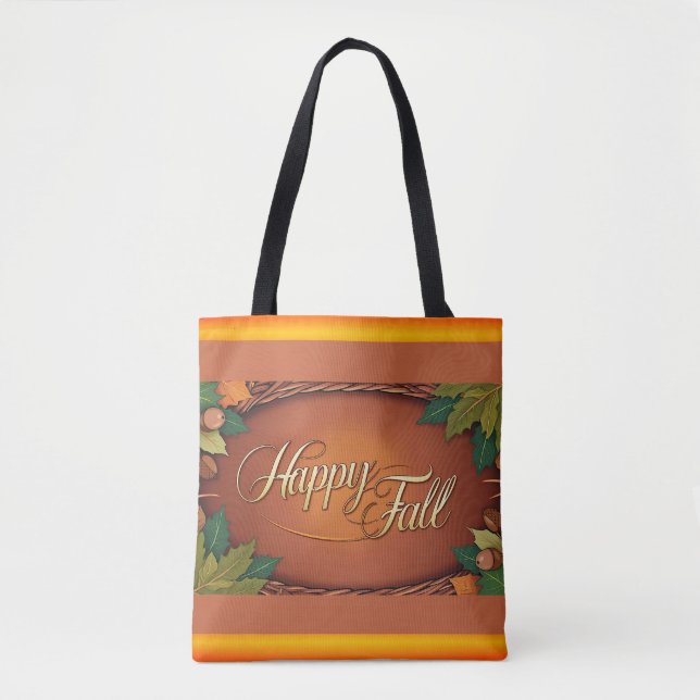 Happy Fall Full Print Tote Bag (Front)