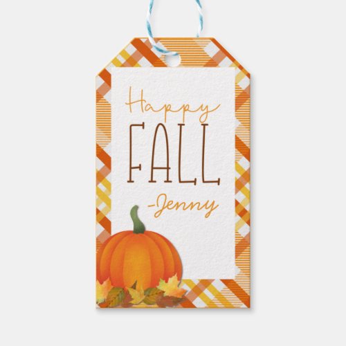 Happy Fall Gift Tag For Thanksgiving