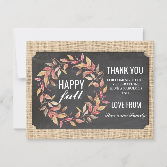 Happy Fall Harvest Festival Thank you Card Chalk (Front)