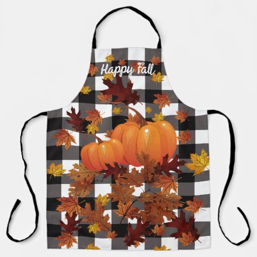 Happy Fall Leave Pumpkin All_Over Print Apron