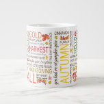 Happy Fall Messages with Watercolor Autumn Images Giant Coffee Mug