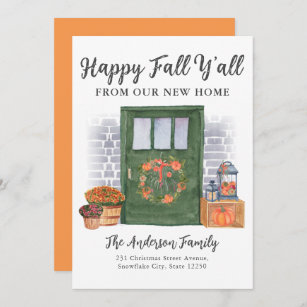 Happy Fall New Home Door Pumpkin Holiday Moving Announcement