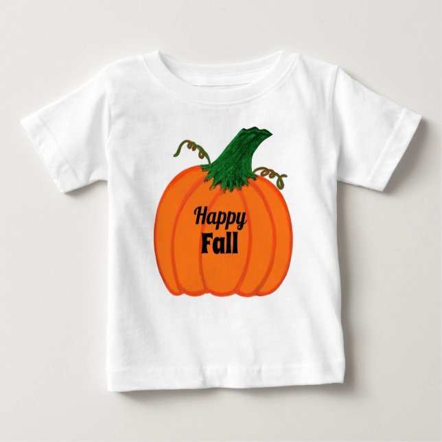 Happy Fall Orange Pumpkin Baby T-Shirt (Front)
