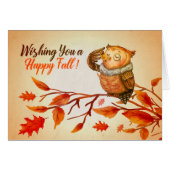 Happy Fall Owl Greeting Card (Front Horizontal)