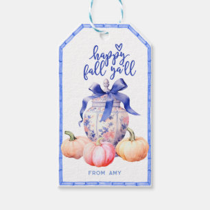 Happy Fall Pumpkin   Chinoiserie Ginger Jar Gift Tags