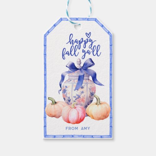 Happy Fall Pumpkin  Chinoiserie Ginger Jar Gift Tags