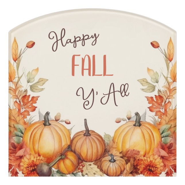 Happy Fall Pumpkin Harvest Door Sign (Contour Front)
