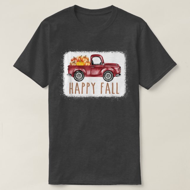 Happy Fall Pumpkin Love Truck Autumn Fall Thanksgi T-Shirt (Design Front)