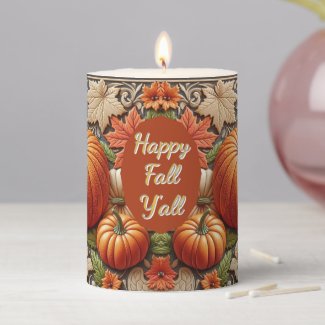 Happy Fall Pumpkin Season Pillar Candle
