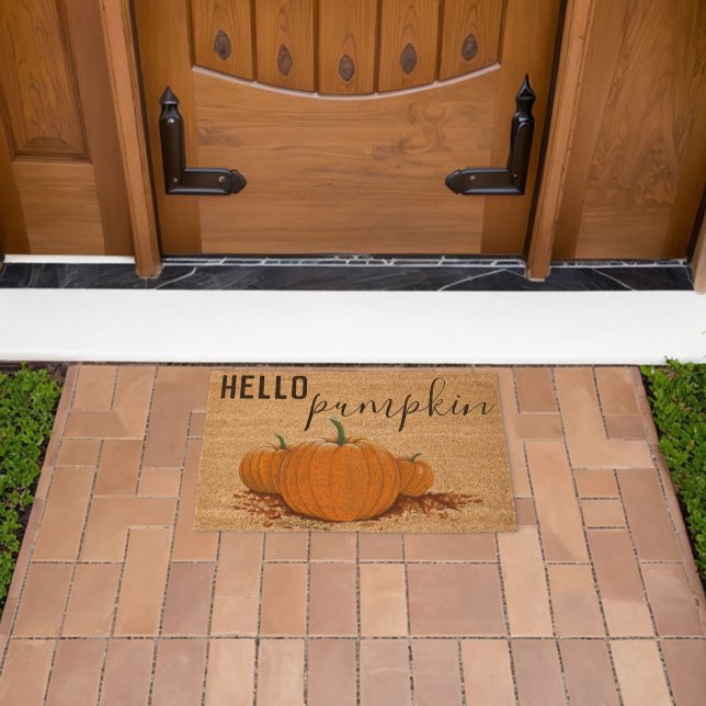 Happy Fall Pumpkins and Leaves Fiber Doormat (Insitu (Outdoor))