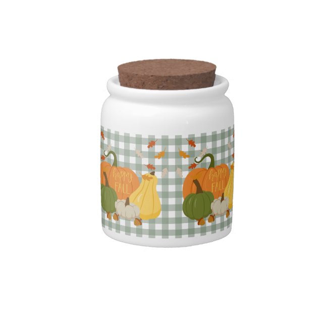 Happy Fall Pumpkins Candy Jar (Front)