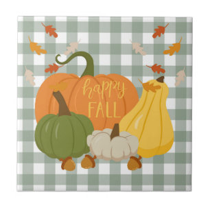  Happy Fall Pumpkins Ceramic Tile