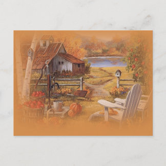 Happy Fall scene postcard