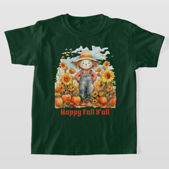 Happy Fall Seasonal add text scarecrow T-Shirt (Laydown)
