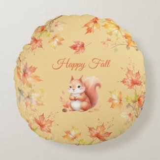 Happy Fall Squirrel in Leaves