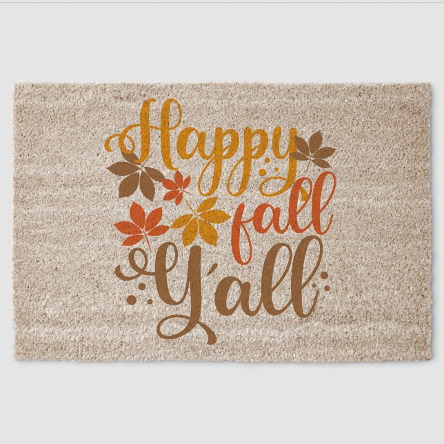 Happy Fall to Y'all Fiber Doormat (Front)