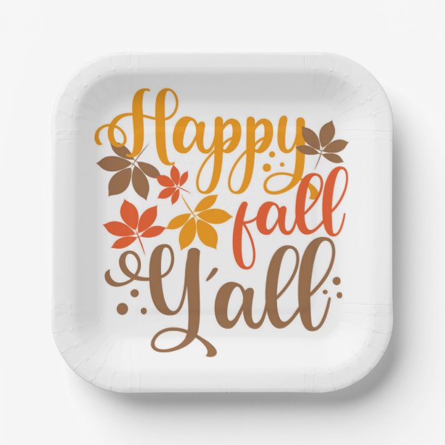 Happy Fall to Y'all Paper Plates (Front)