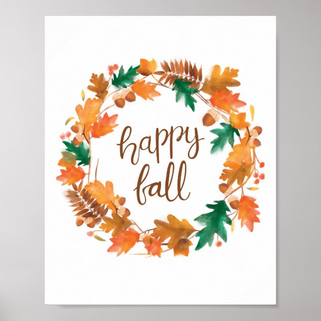 Happy Fall Wall Art Poster (Front)