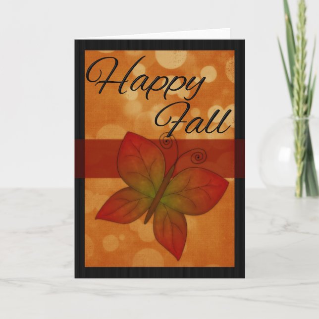 Happy Fall with Fall Color Butterfly Greeting Card (Front)