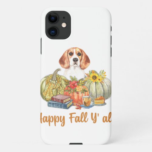 Happy Fall Y All and Beagle Dog Pumpkin Autumn Tea iPhone 11 Case