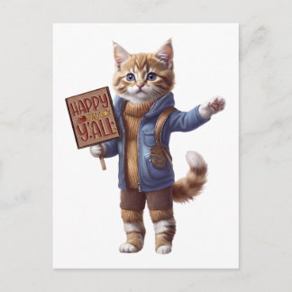 Happy Fall Y’all Autumn Kitten Postcard