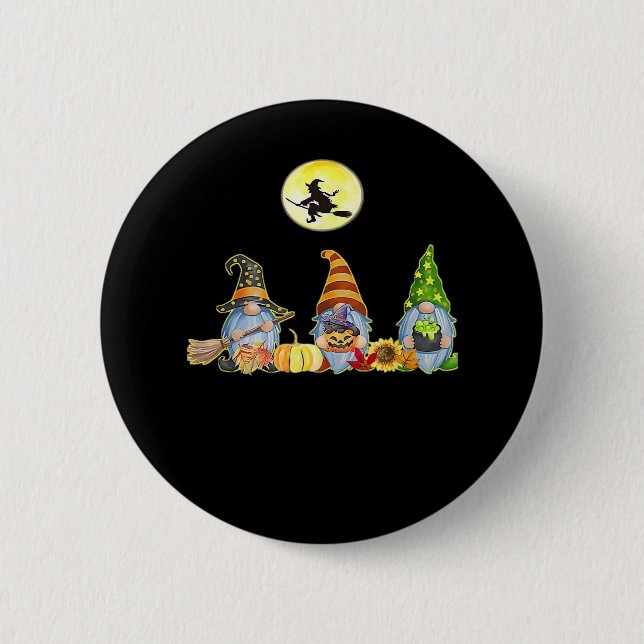 Happy Fall Y’all Cute Halloween Gnomes It’s Fall Y Button (Front)