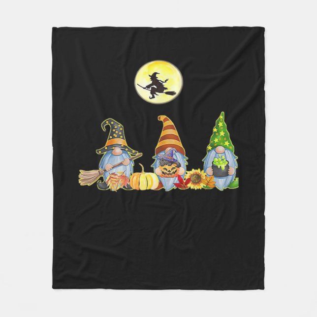 Happy Fall Y’all Cute Halloween Gnomes It’s Fall Y Fleece Blanket (Front)