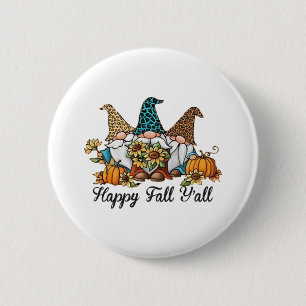 Happy Fall Y all Gnome Leopard Pumpkin Shirt Button