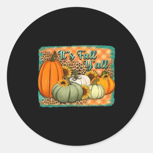 Happy Fall Yall Leopard Pumpkin Autumn Its Fall Y Classic Round Sticker