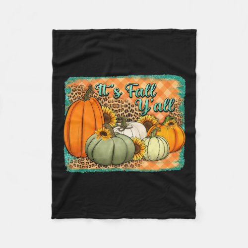 Happy Fall Yall Leopard Pumpkin Autumn Its Fall Y Fleece Blanket