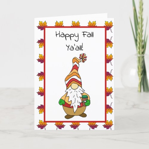 Happy Fall Yaall Cute Autumn Gnome Card