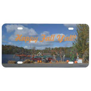 Happy Fall Y'all Autumn Display By Water License Plate