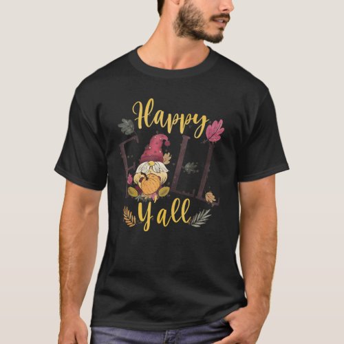 Happy Fall Yall Autumn Gnome Family Pajama Thanks T_Shirt