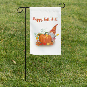 Happy Fall Y'all Autumn Gnome With Pumpkin Garden Flag