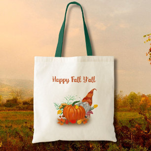 Happy Fall Y'all Autumn Gnome With Pumpkin  Tote Bag