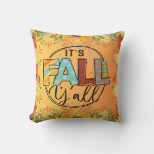 Happy fall ya'll autumn harvest Thanksgiving love Throw Pillow
