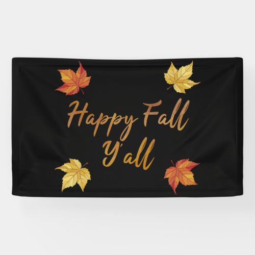 Happy Fall Yall Autumn Maple Leaf Banner