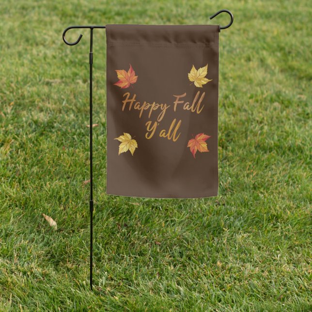 Happy Fall Y'all Autumn Maple Leaf Garden Flag (In SItu)