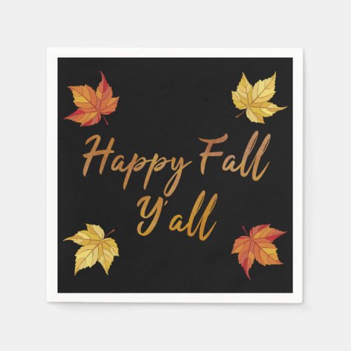 Happy Fall Yall Autumn Maple Leaf Napkins