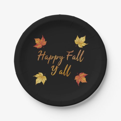 Happy Fall Yall Autumn Maple Leaf Paper Plates