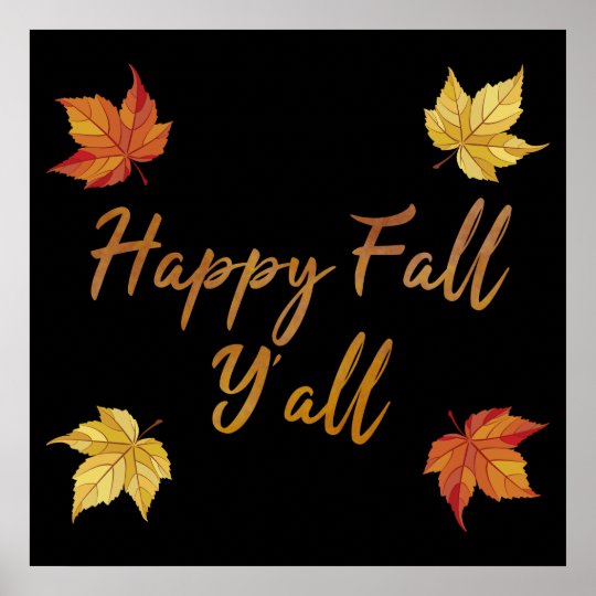 Happy Fall Y'all Autumn Maple Leaf Poster | Zazzle.com