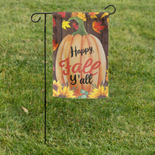 Happy Fall Y'all Autumn Pumpkin & Leaves Garden Flag