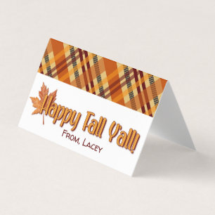 Happy Fall Y'all Autumn Treat Bag Topper Business Card