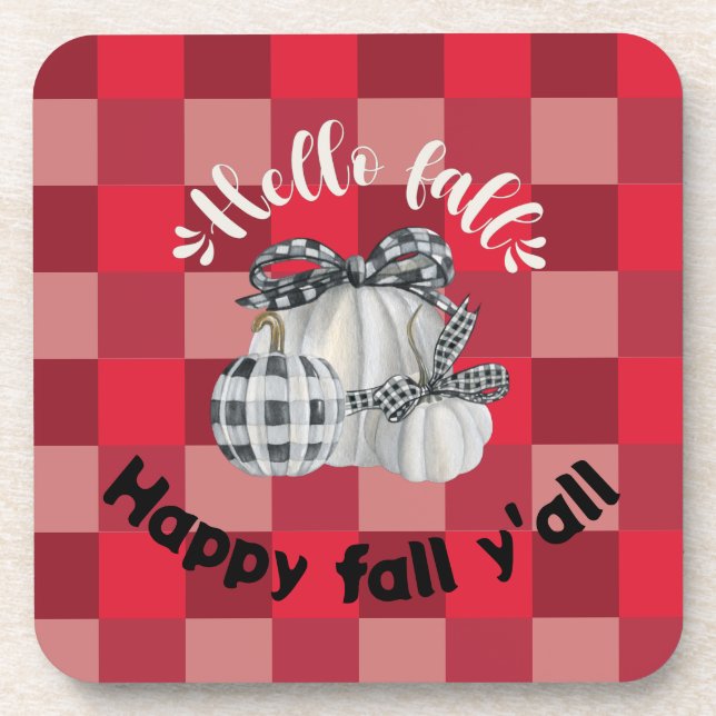 Happy Fall Y'all Beverage Coaster (Front)