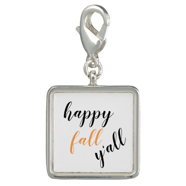 Happy Fall Y'all Black Orange Autumn Charm (Front)
