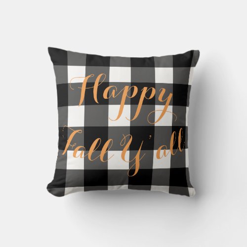 Happy Fall Yall Buffalo Check Accent Pillow